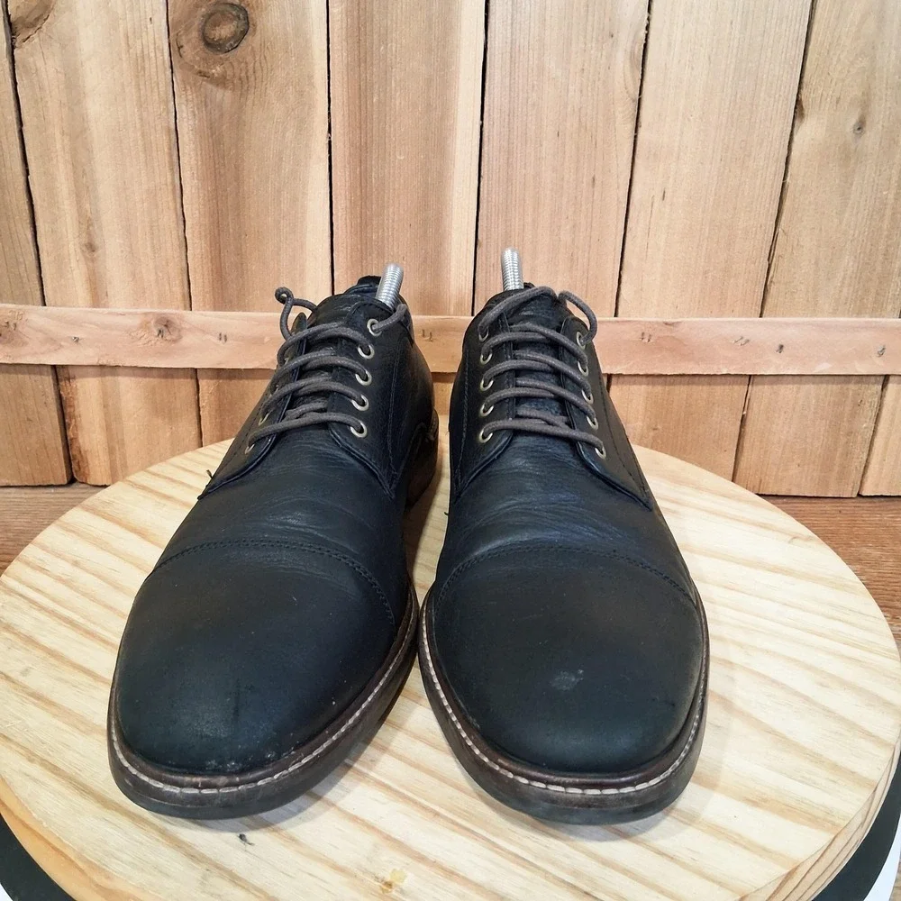 Cole Haan Watson Shoes Mens 9.5 M Black Leather Cap‎ Toe Derby Dress Comfort